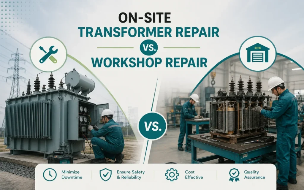 On-site vs workshop transformer repair: Cost, timeline, risk comparison for North East India